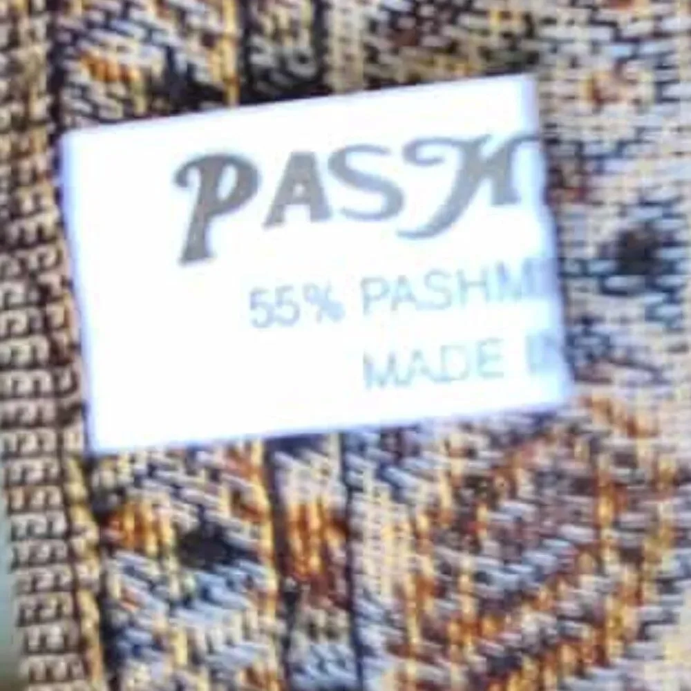 Denim Blue Brown Gold Pashmina & Skilk Pashmina